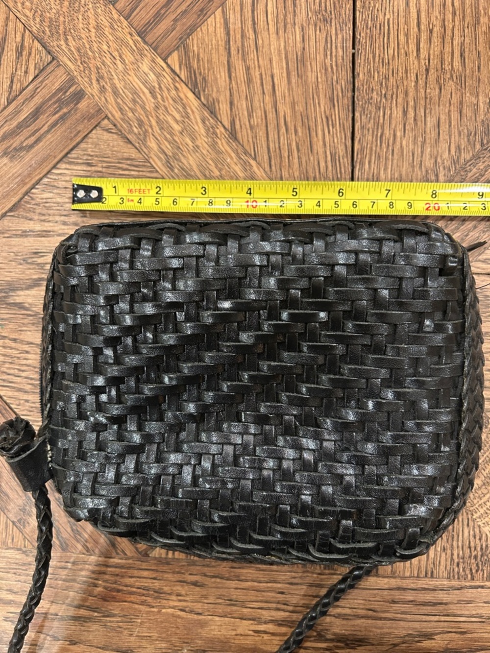 LJD Black Leather Woven Crossbody Bag - Picture 6 of 6